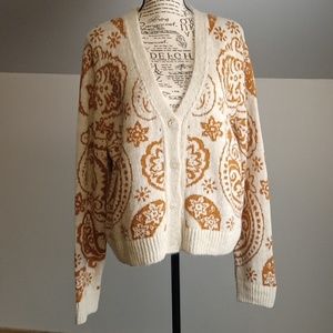 Mango Cream and Orange Patterned Cardigan